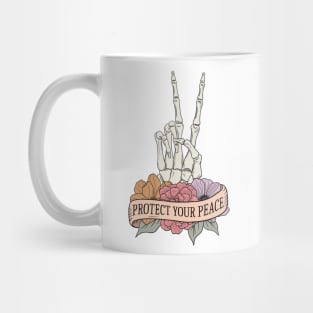 "Protect Your Peace" Skelton Peace Sign Mug